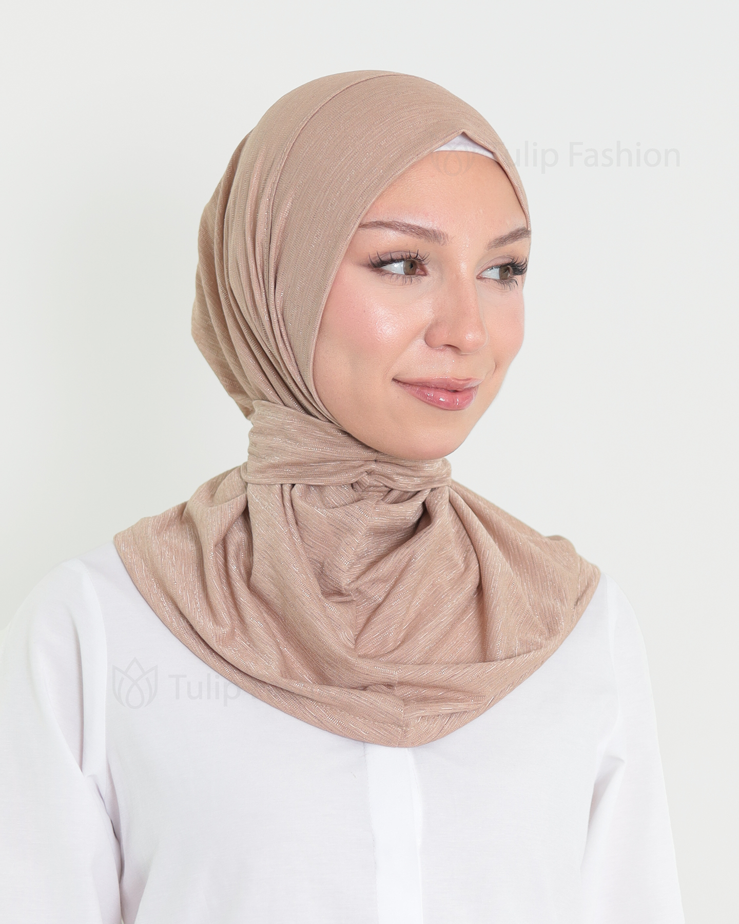 Hijab - instant lycra mottled - Cacao Brown - 3