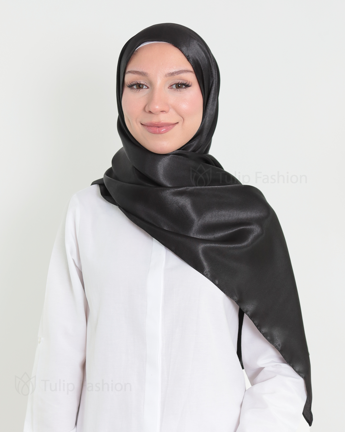Satin Hijab - Black - 2