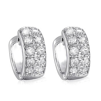 Örhängen "Round Loop" med 10 små Cubic Zircona och Silverplätering
