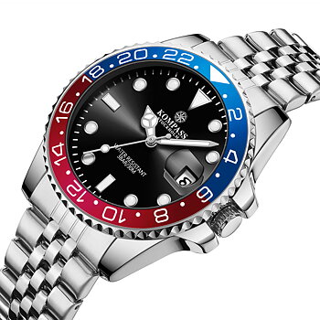 Kompass Monarch Silver Black/Blue/Red