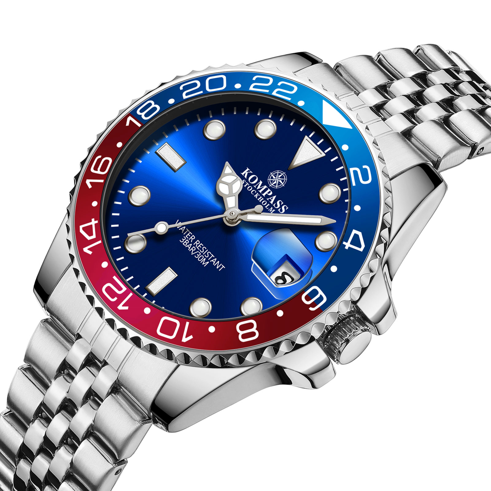 Kompass Monarch Silver Blue/Red - 2