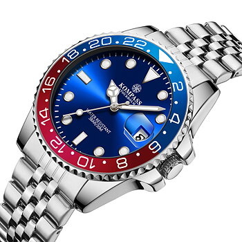 Kompass Monarch Silver Blue/Red