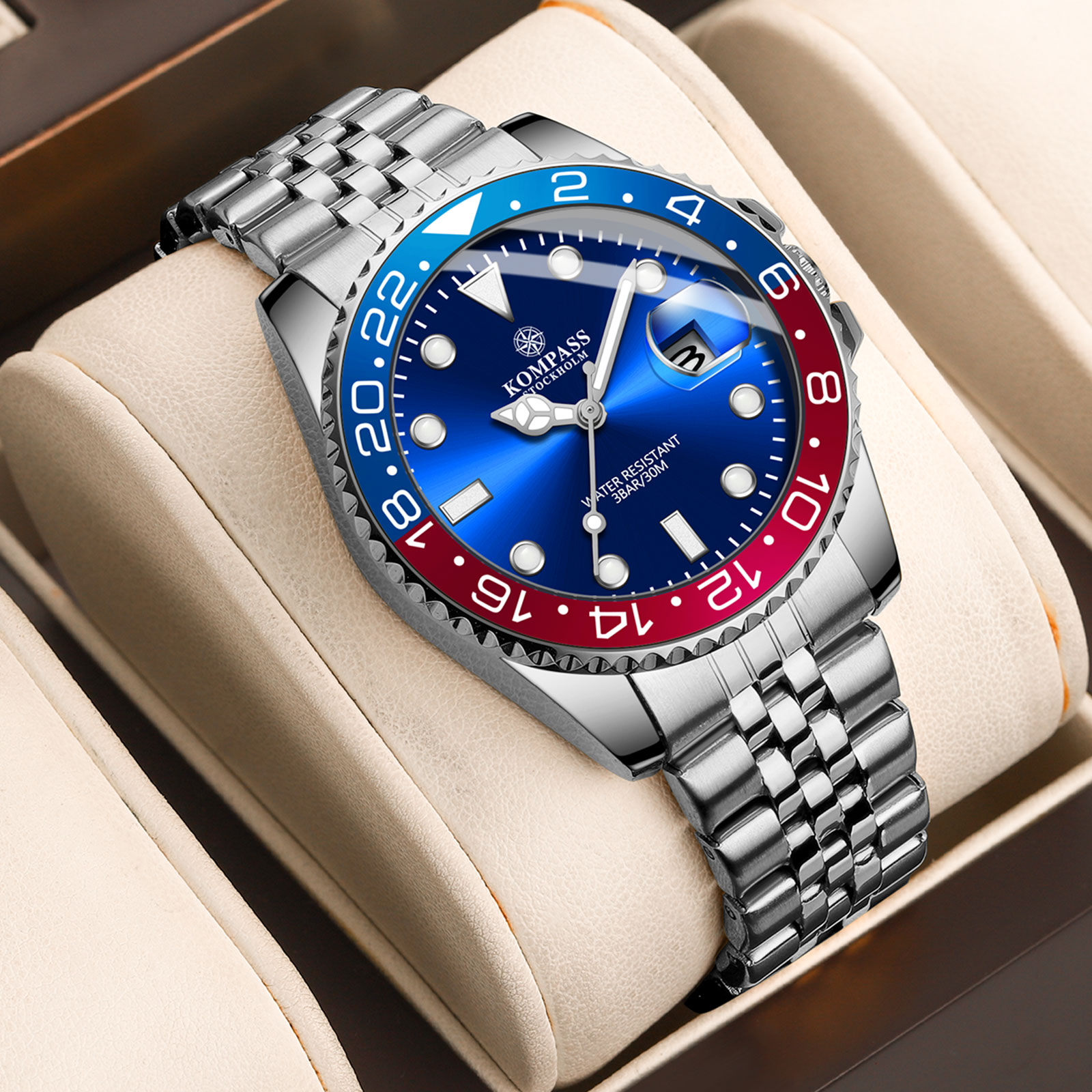 Kompass Monarch Silver Blue/Red - 5