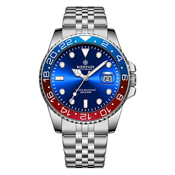 Kompass Monarch Silver Blue/Red