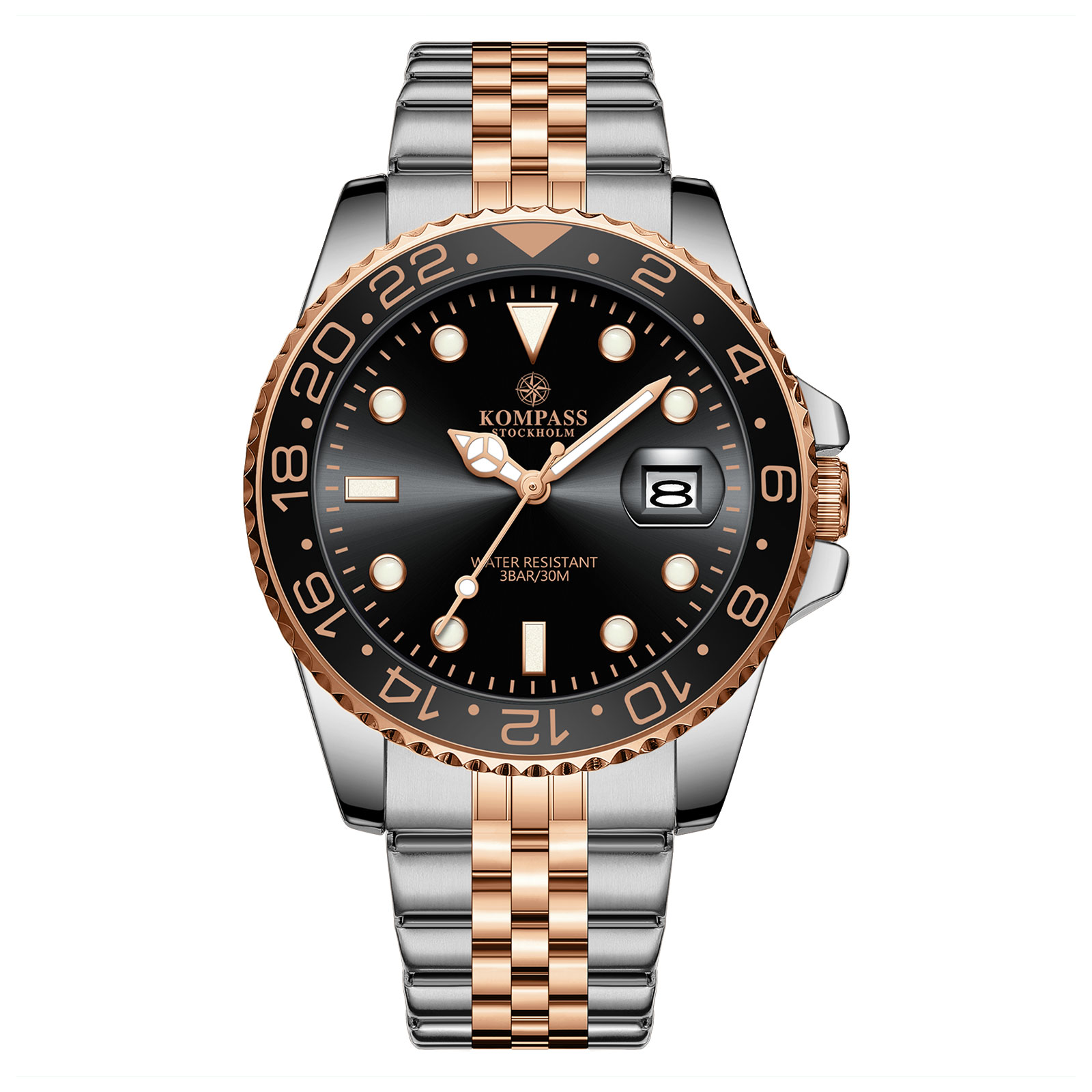 Kompass Stockholm Kompass Monarch Silver Rose Gold Black