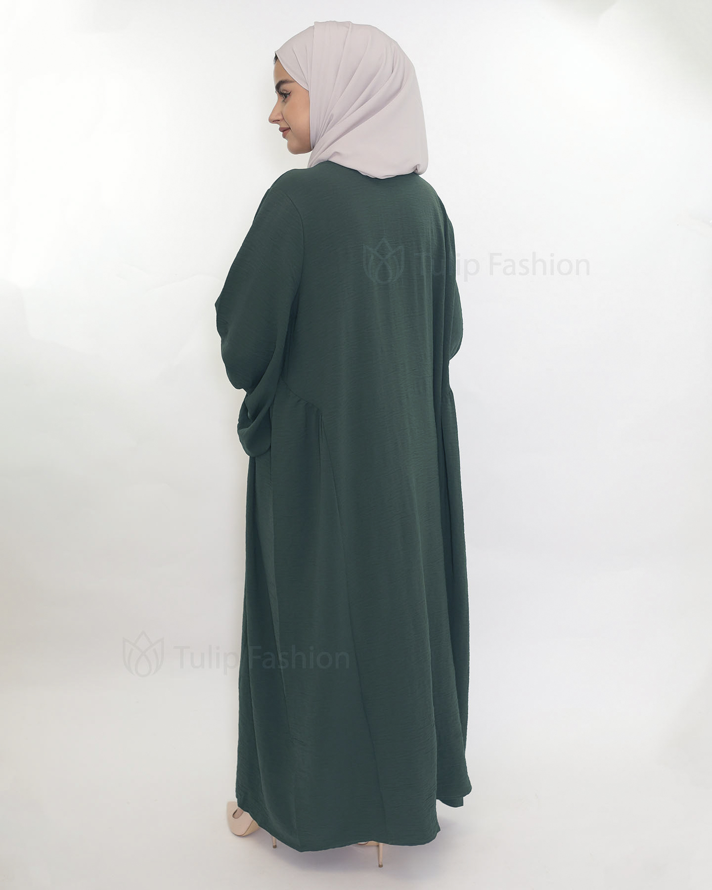 Fatima  Abaya - Dark Green - 2