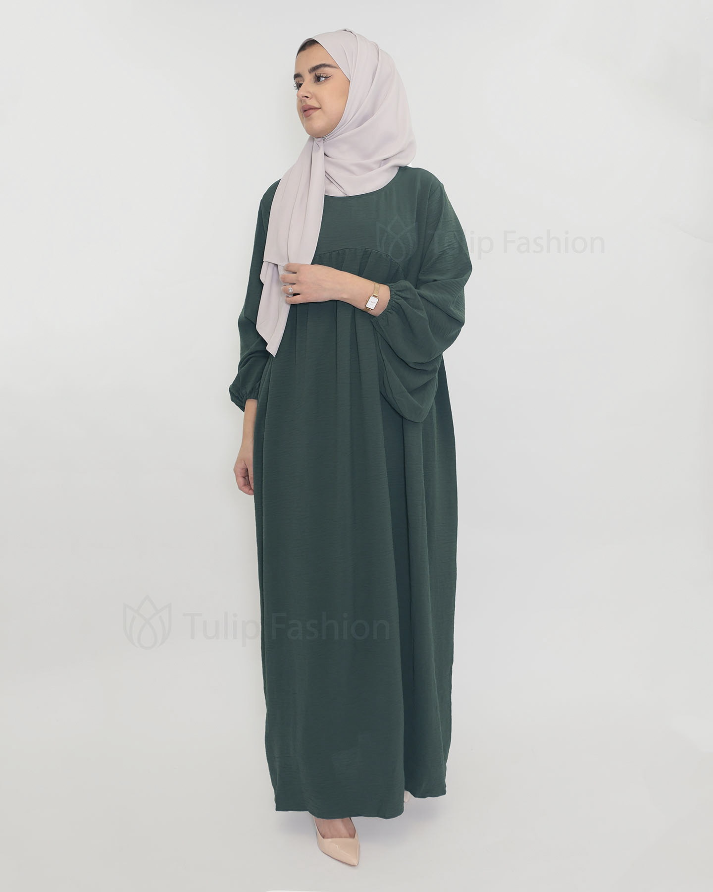 Fatima  Abaya - Dark Green