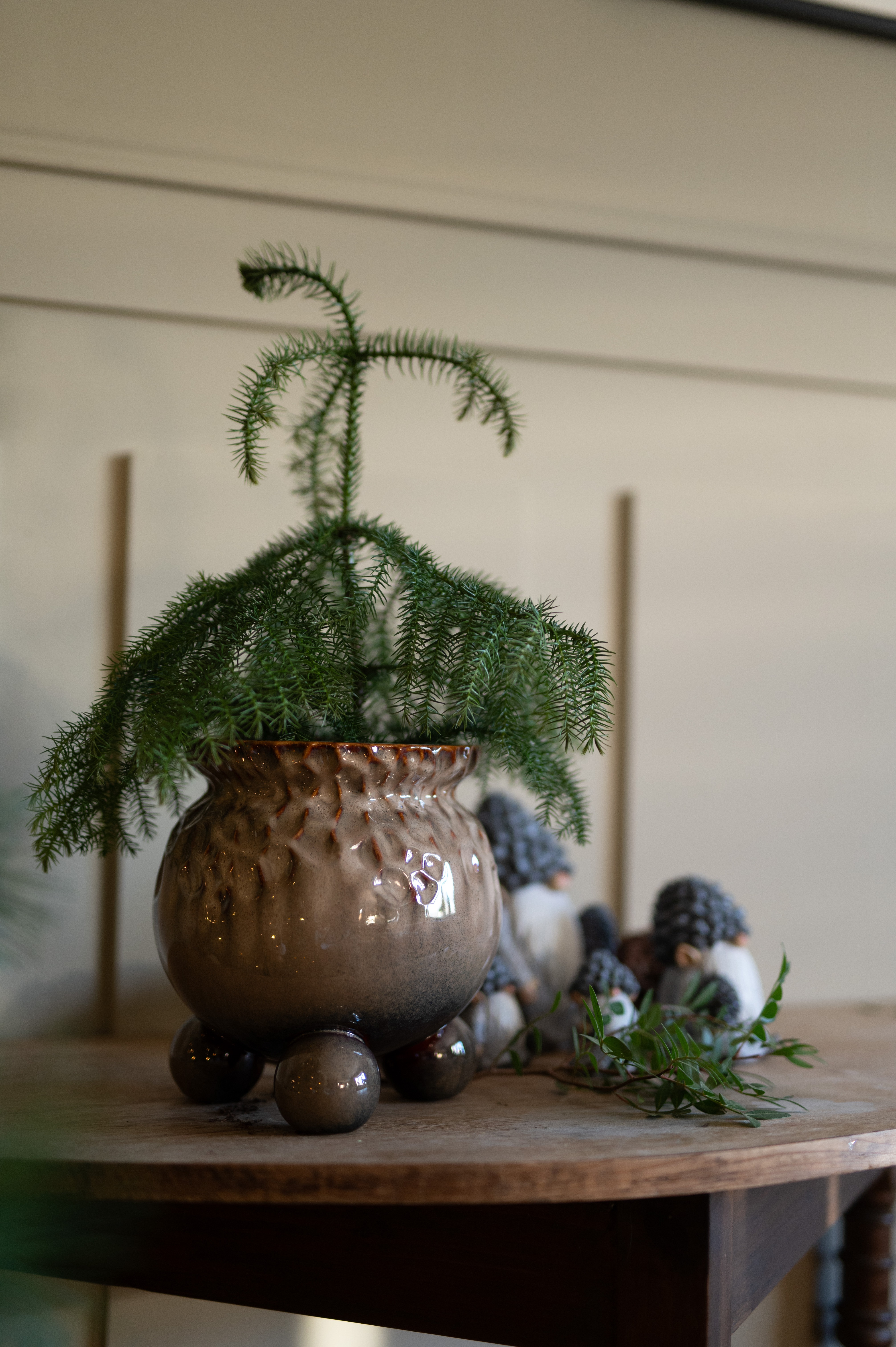 Pot with ball feet - Brown mottled - 15x16 cm - 3