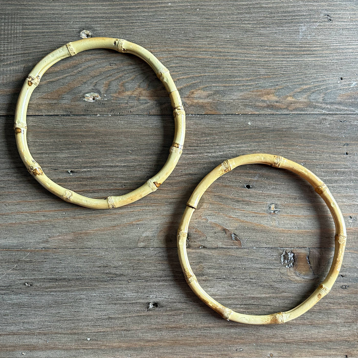 Ett par runda väskhandtag i bambu, 15 cm - 3
