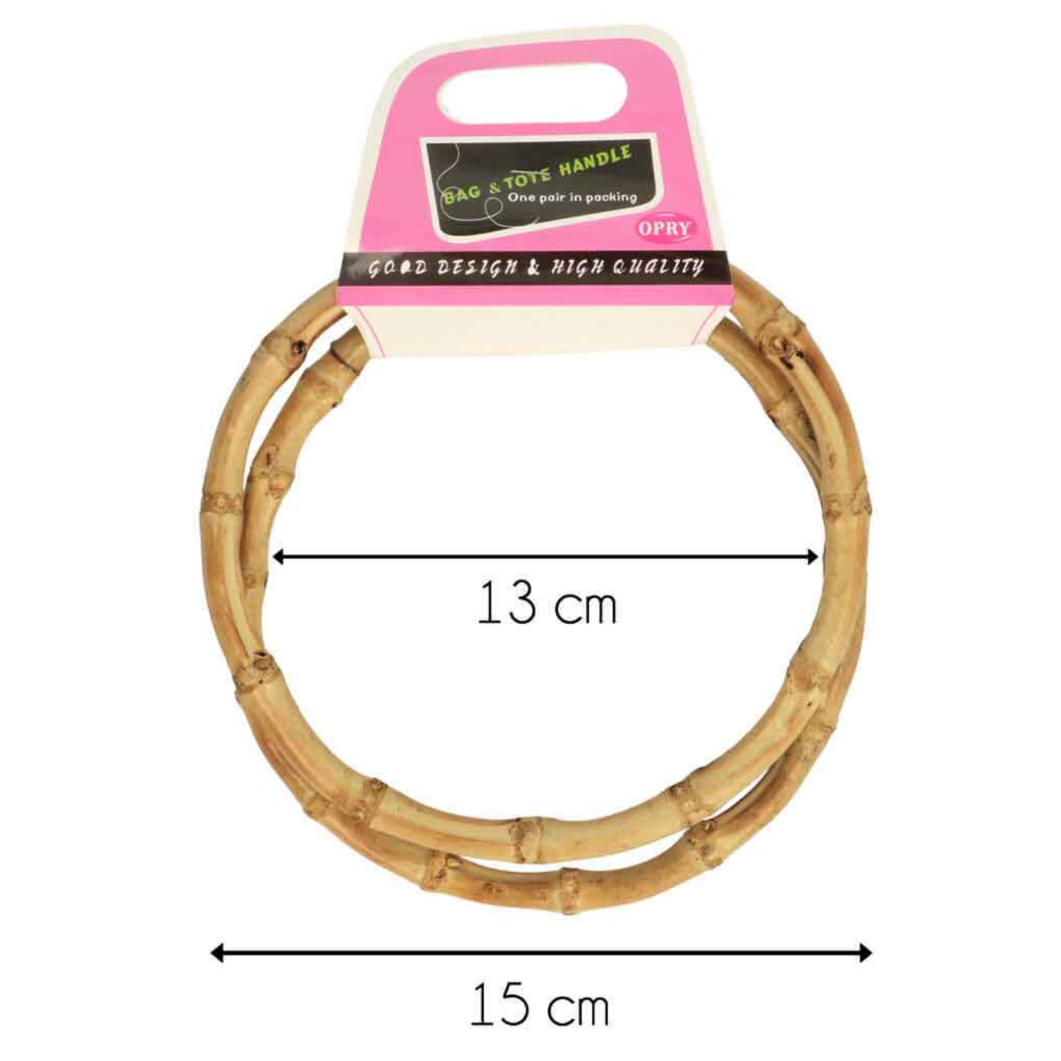 Ett par runda väskhandtag i bambu, 15 cm - 2