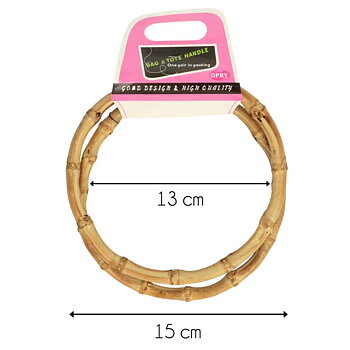 Ett par runda väskhandtag i bambu, 15 cm