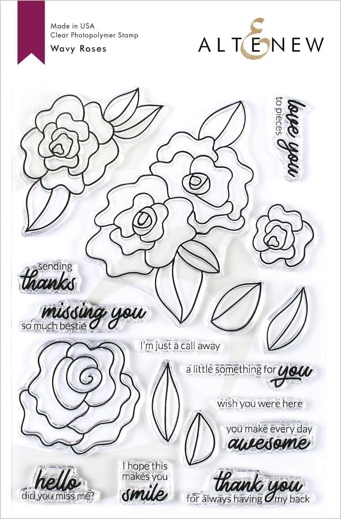 ALTENEW - Wavy Roses stamp set+ Wavy Outlines die