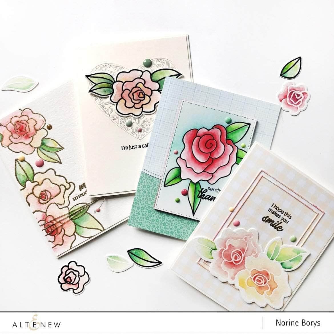 ALTENEW - Wavy Roses stamp set+ Wavy Outlines die - 3