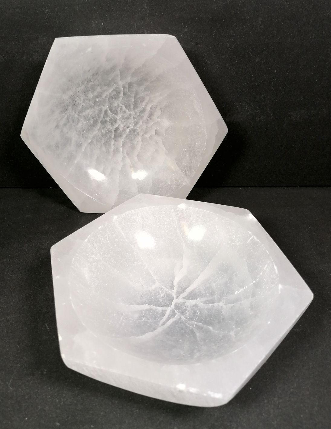 Selenit Skål, Hexagon - ca 15cm