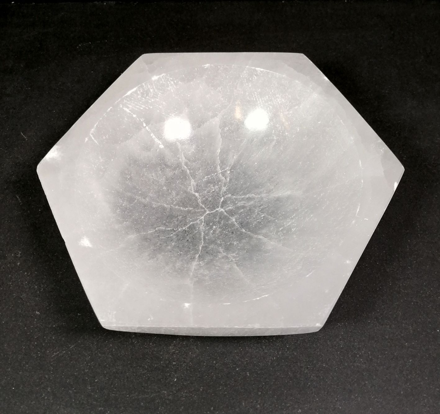 Selenit Skål, Hexagon - ca 15cm - 2