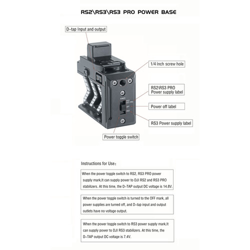 CAME-TV Power Base with D-Tap I/O Sony Np for DJI RS2, RS3 & RS3 RS4 Pro - 7