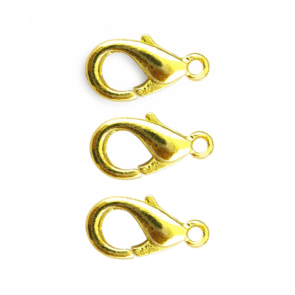 Lobsterlås 18 mm guldfärgat 3-pack