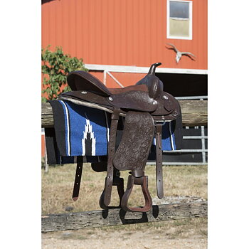 WESTRIDE Navajo Bomull/Akryl Westernpad Svart/Royal Blue/Vit
