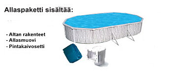 Peruskorjausallas  7,3x3,6 m soikea  