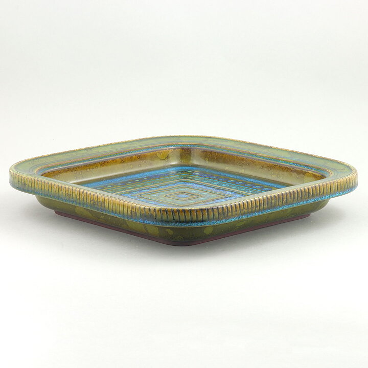ヴィルヘルム・コーゲ  Farstaシリーズ  グリーン/ターコイズのボウル  正方形  26cm  1959年