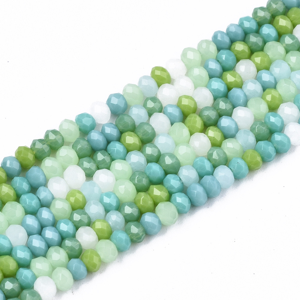 Glaspärlor rondell opak färgmix 3 mm hel sträng