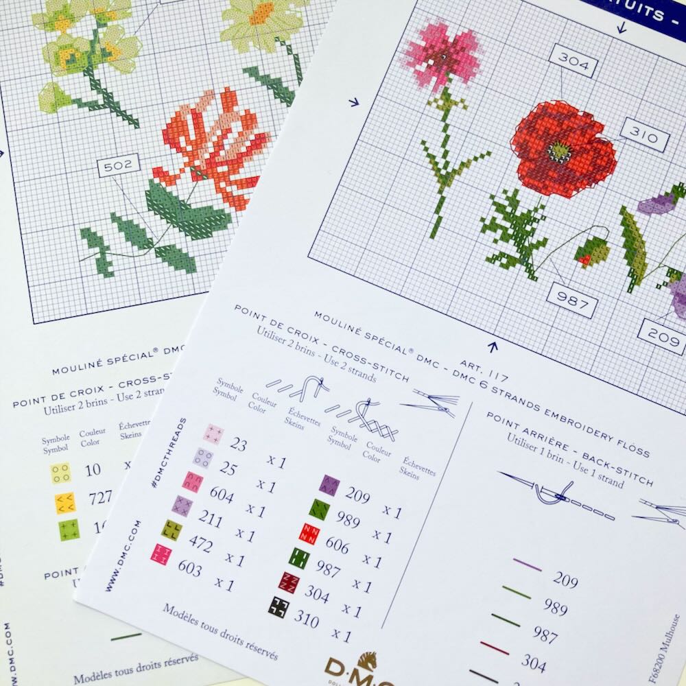 DMC Cross-Stitch pattern G FREE WITH PURCHASE of 5 skeins of mouliné threads!