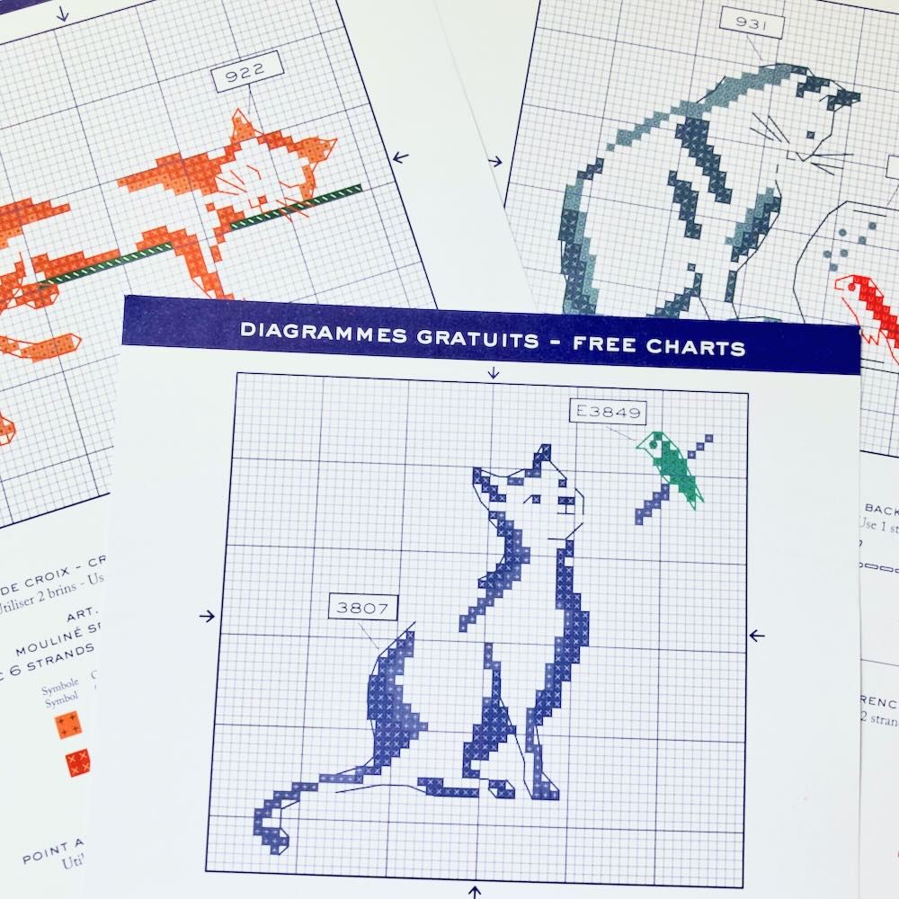 DMC Cross-Stitch pattern H FREE WITH PURCHASE of 5 skeins of mouliné threads!