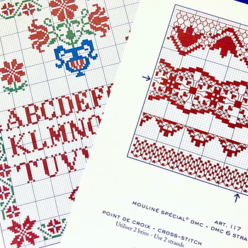 DMC Cross-Stitch pattern K- FREE WITH PURCHASE of 5 skeins of mouliné threads!