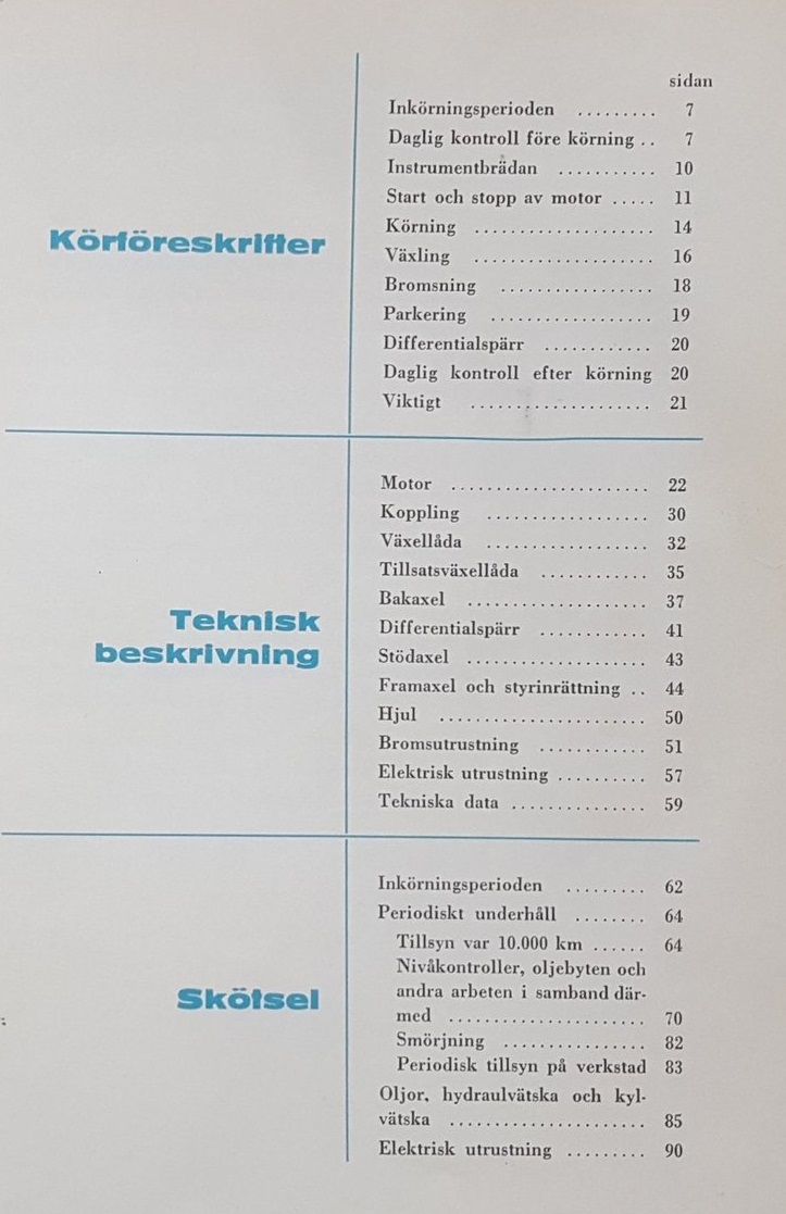 1964 Scania-Vabis  56, 66, 76 Lastvagnar Instruktionsbok - 2