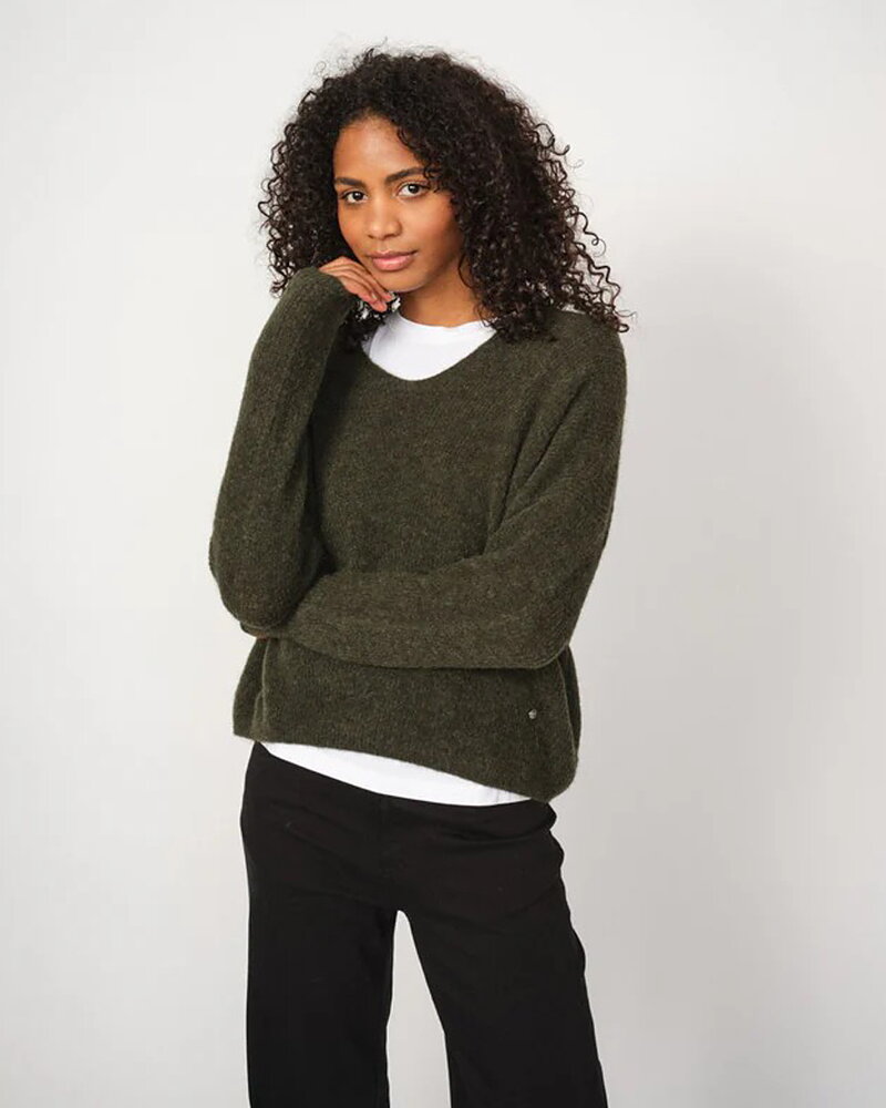 Jumper Thora v-ringad grape leaf
