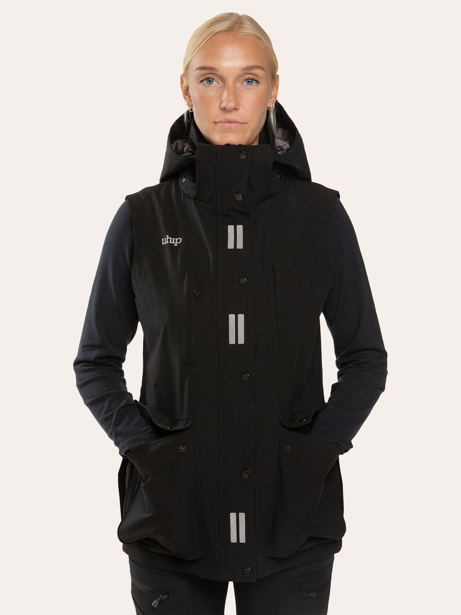 Uhip Regular Pro Dog Trainer Vest - Jet Black - Waterproof