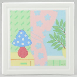 Pia Rönndahl (Villa Rosa 1985) Wall Plaque with Lamp and Window Motif 12 cm