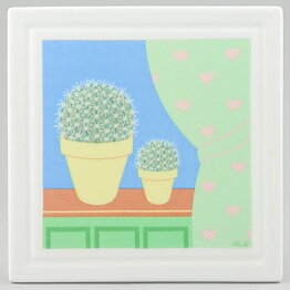 Pia Rönndahl (Villa Rosa 1985) Wall Plaque with Window Cactus Motif 12 cm (2)