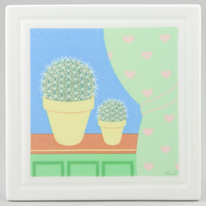 Pia Rönndahl (Villa Rosa 1985) Wall Plaque with Window Cactus Motif 12 cm (2)