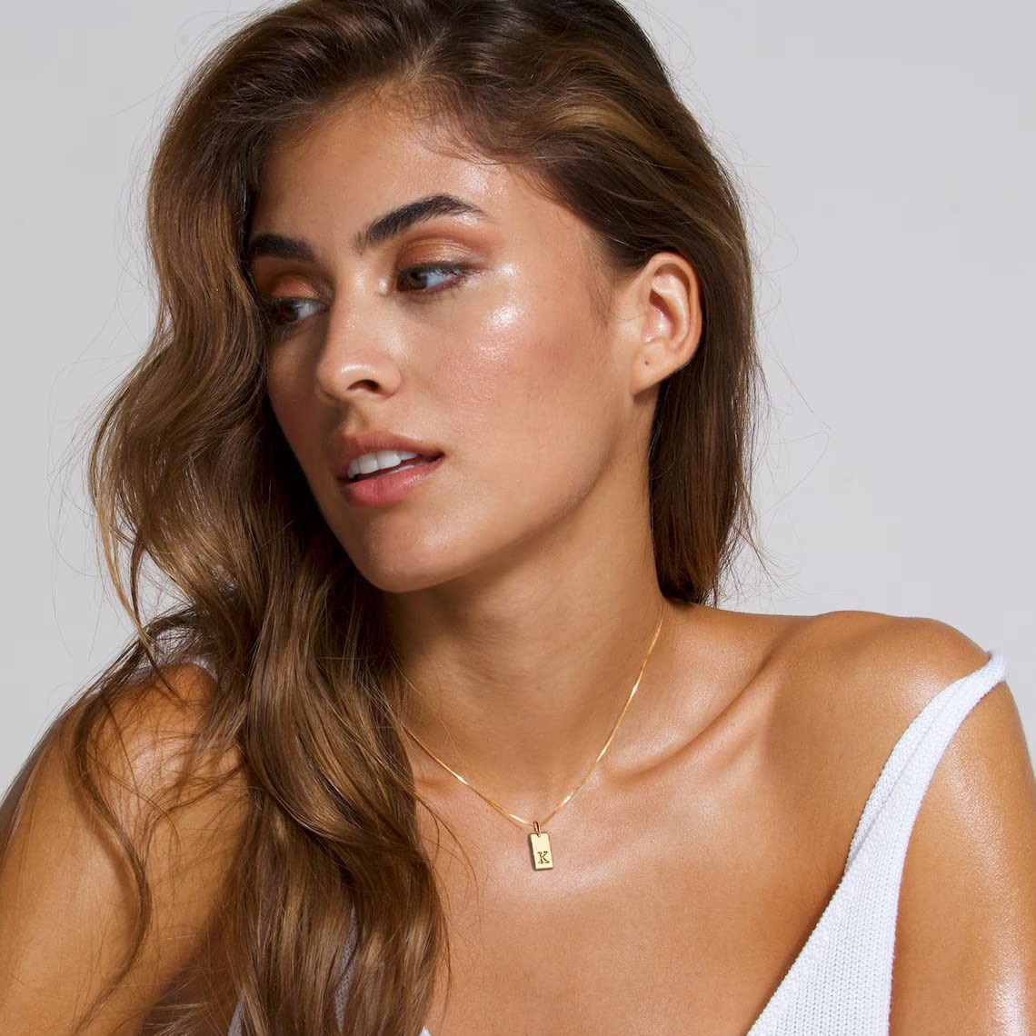Céleste Necklace Letter Pendant 18K Gold - 2