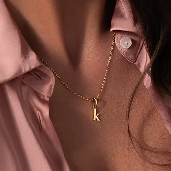 Céleste Necklace Letter Charm 18K Gold