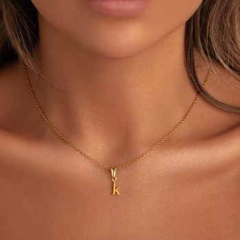 Céleste Necklace Letter Charm 18K Gold