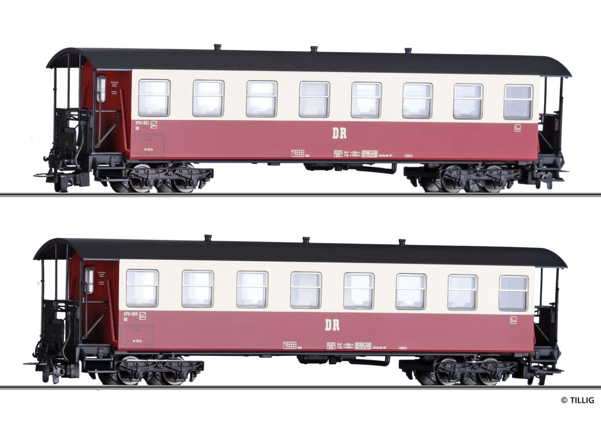 Personenwagenset der DR, bestehend aus zwei Personenwagen KB4ip, Ep. IV -