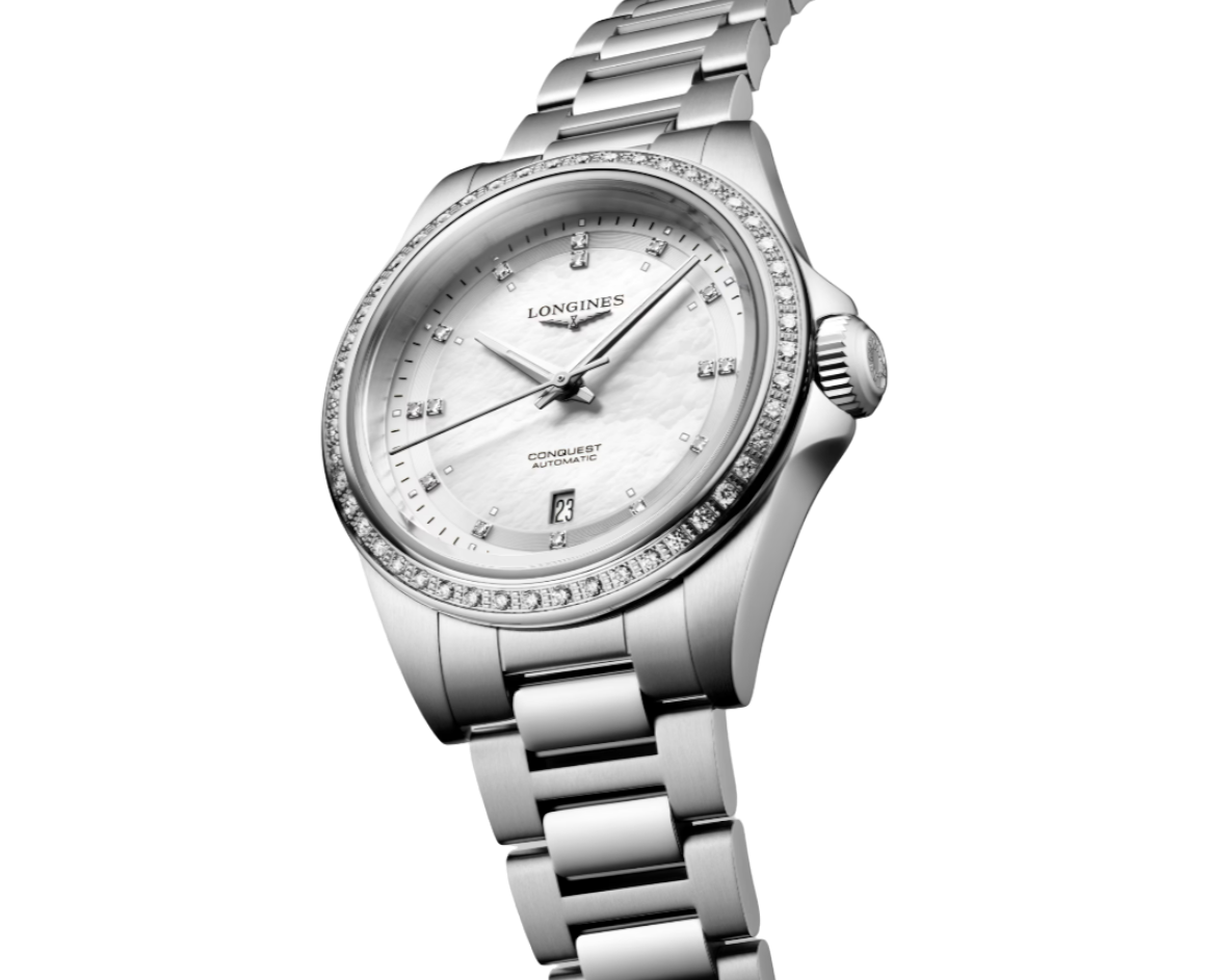 L3.320.0.87.6 Longines Conquest pärlemor och diamant bezel 30 
