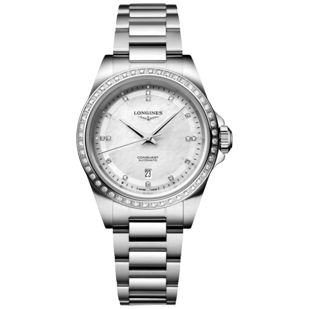 L3.320.0.87.6 Longines Conquest pärlemor och diamant bezel 30 