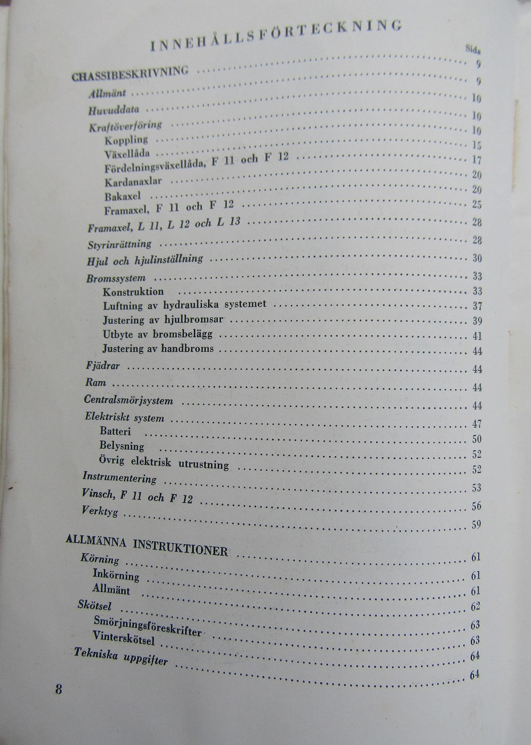 1946 Scania-Vabis L 11, L 12, L 13, F 11, F 12 Lastvagnar Instruktionsbok Nr 1 - 4