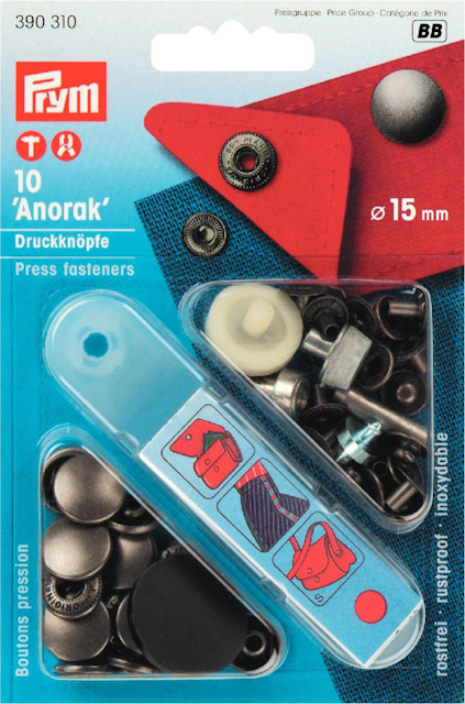 Tryckknappar - Anorak "Svart" 15 mm