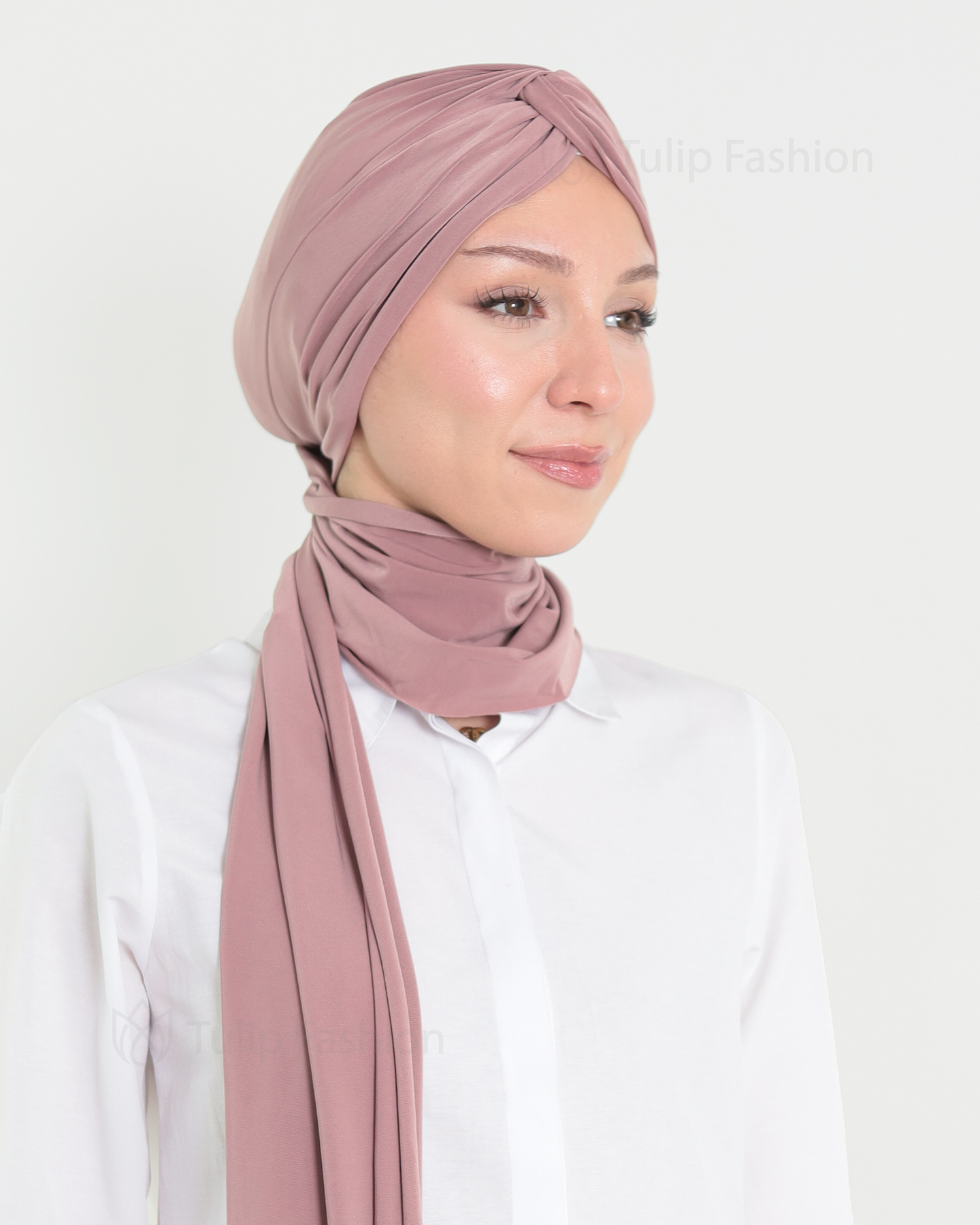 Turban with Shawl - Sundus - Pink - 4