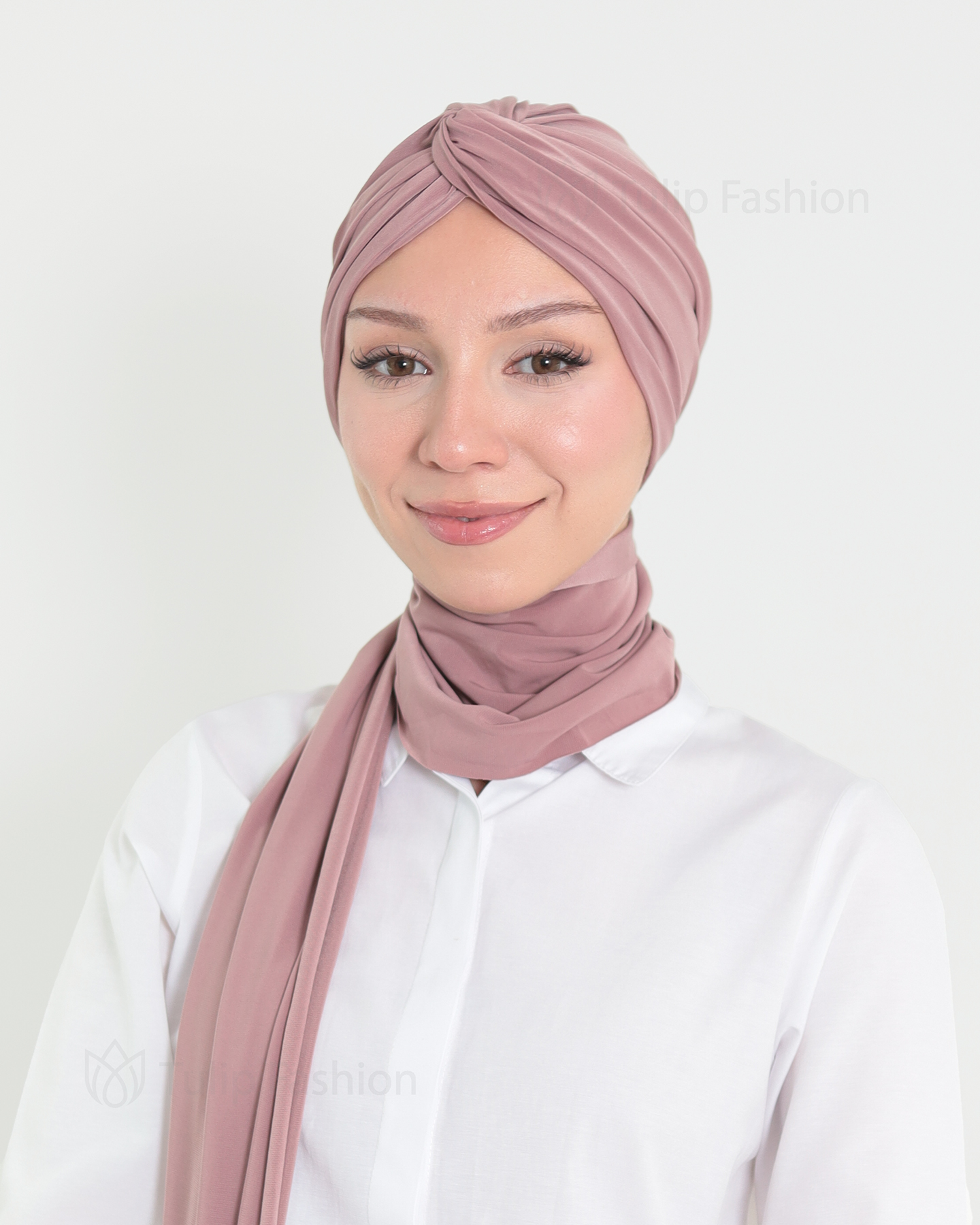 Turban with Shawl - Sundus - Pink - 2