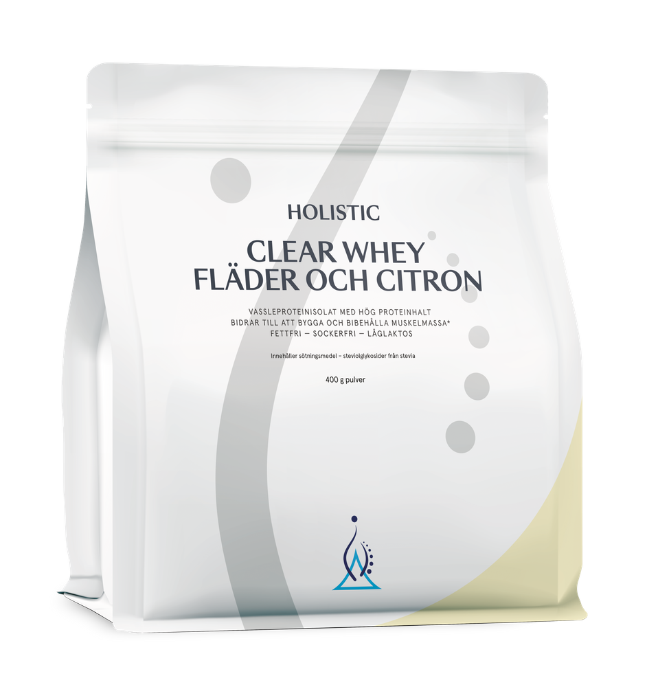 Clear Whey vassleproteinisolat fläder och citron, 400g - Holistic