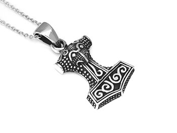 Torshammare Halsband i Äkta 925 Silver, Mjölner Hänge, Asatro Accessoar, Viking Smycke