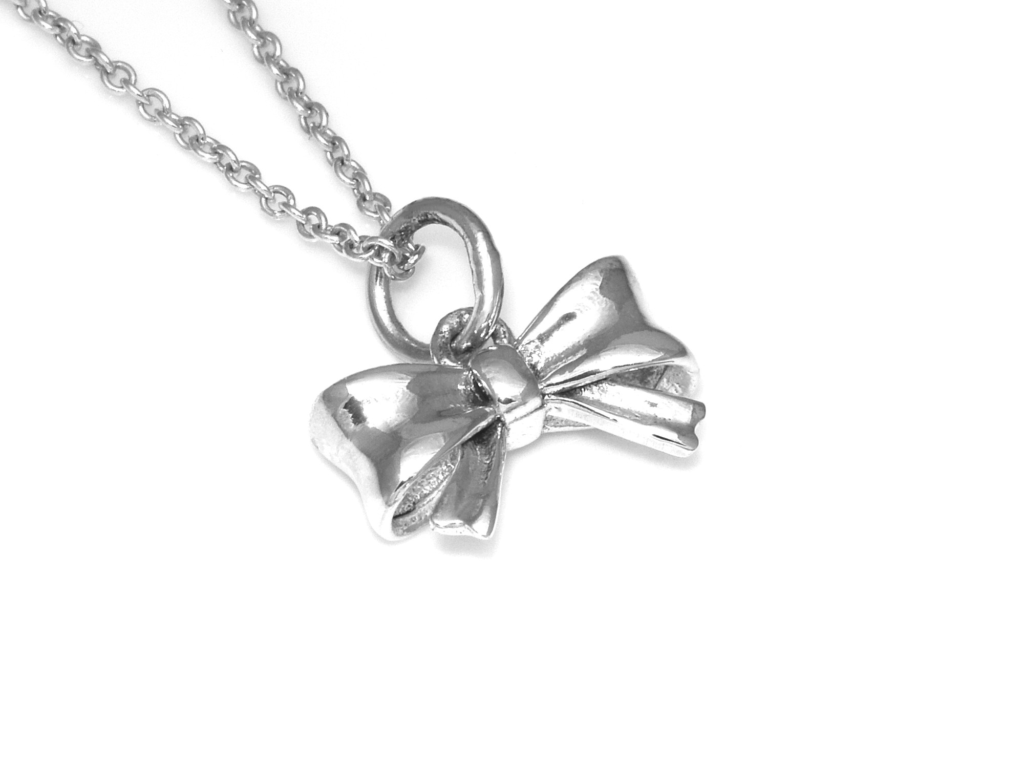 Rosett Halsband i Äkta 925 Silver, Sött Hänge, Band Accessoar, Dekoration Smycke