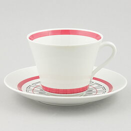 Carl-Harry Stålhane (VB 1957) Two Teacups with Red Decor 11,5
