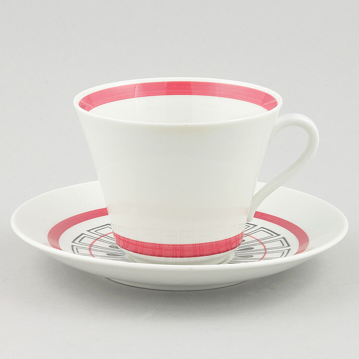 Carl-Harry Stålhane (VB 1957) Two Teacups with Red Decor 11,5