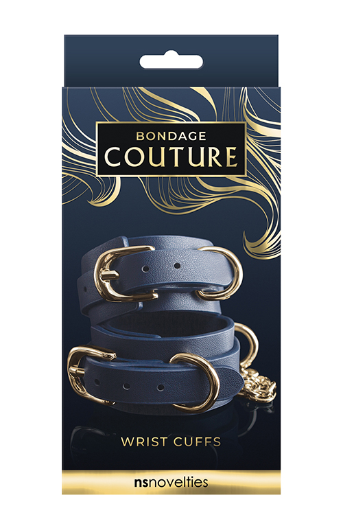 Bondage Couture Wrist Cuffs Blue - 2
